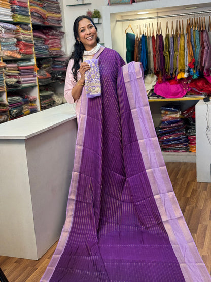 Purple Mysore Silk Saree With Work Blouse