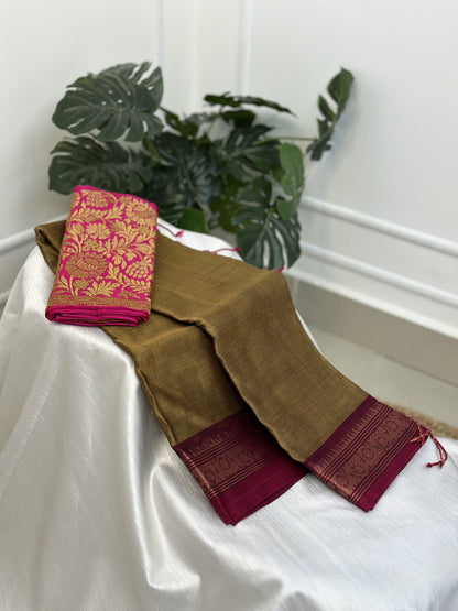 Copper Pink Cotton Saree