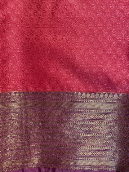 Pink & Purple Kora Muslin Saree