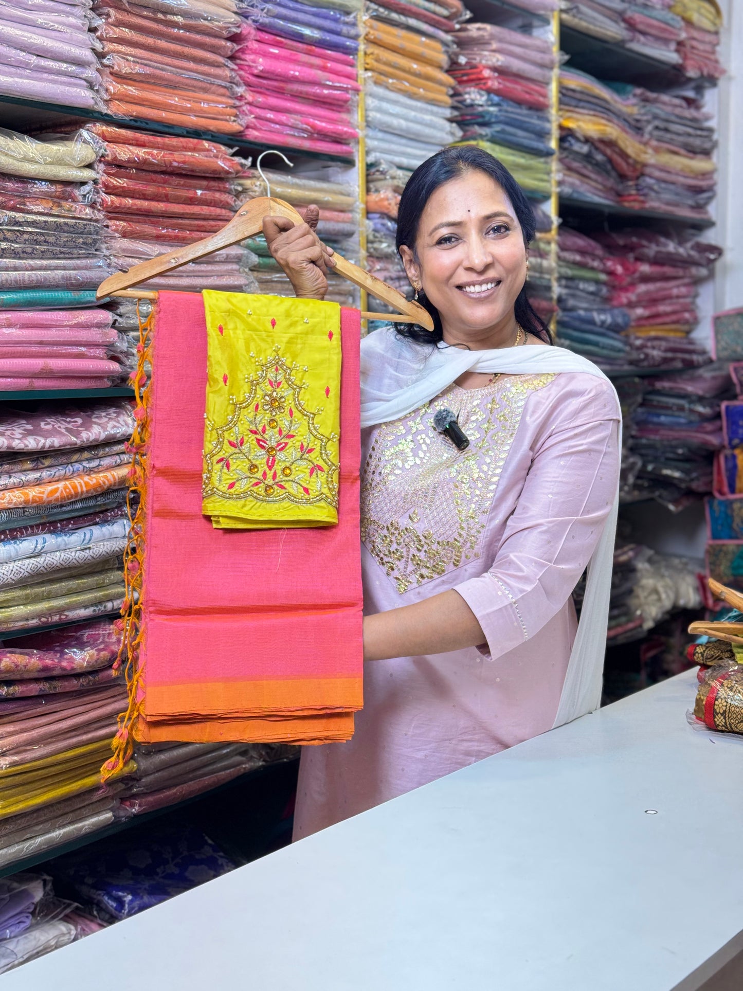 Mangalgiri Plain Silk Saree with  Blouse