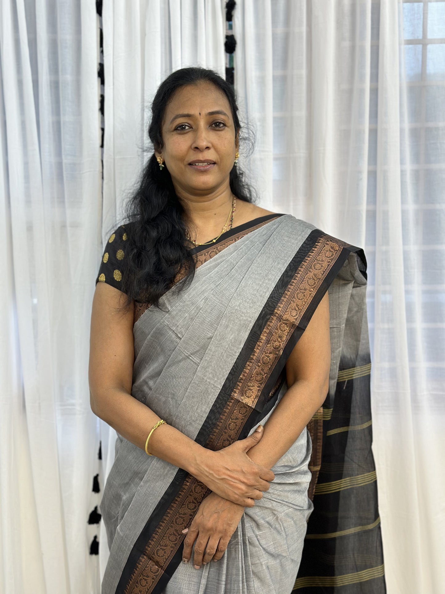 Grey Cotton Saree