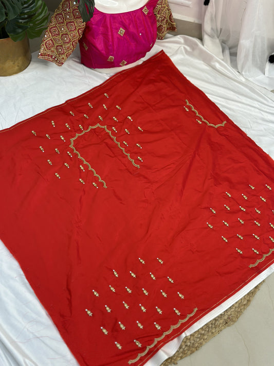 Red Hand Work Blouse