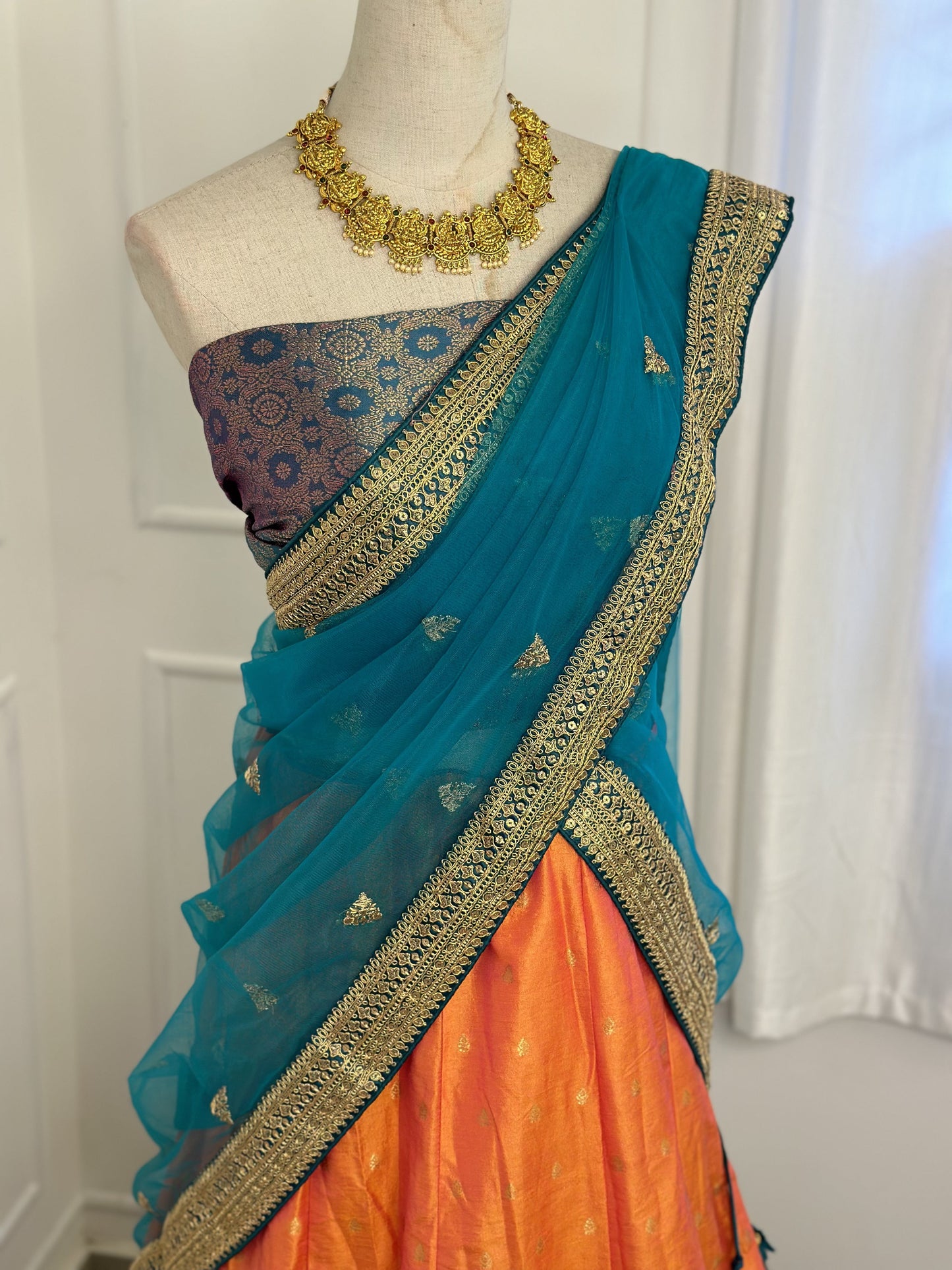 Orange Half Saree Set