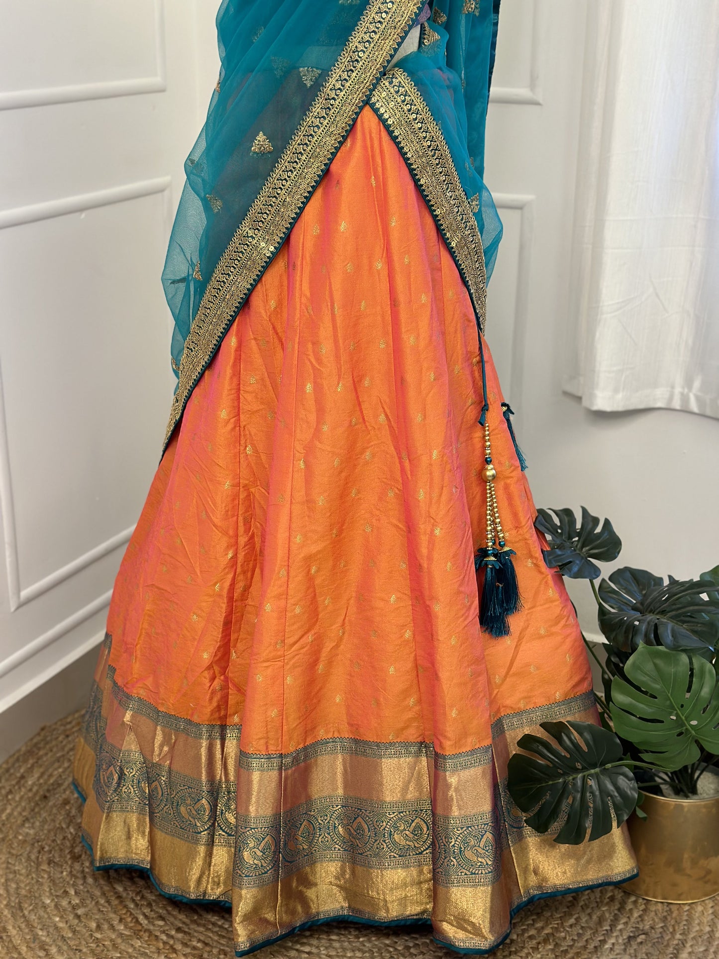 Orange Half Saree Set