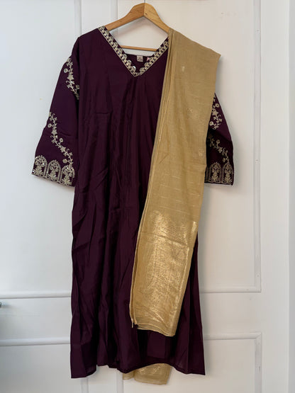 Wine Kurti Set