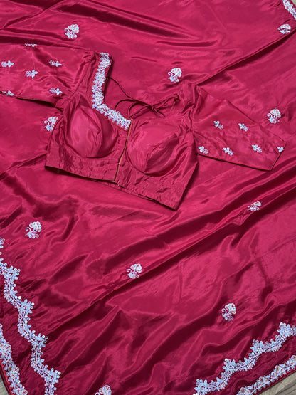 Pink Designer Saree with Stitched Blouse