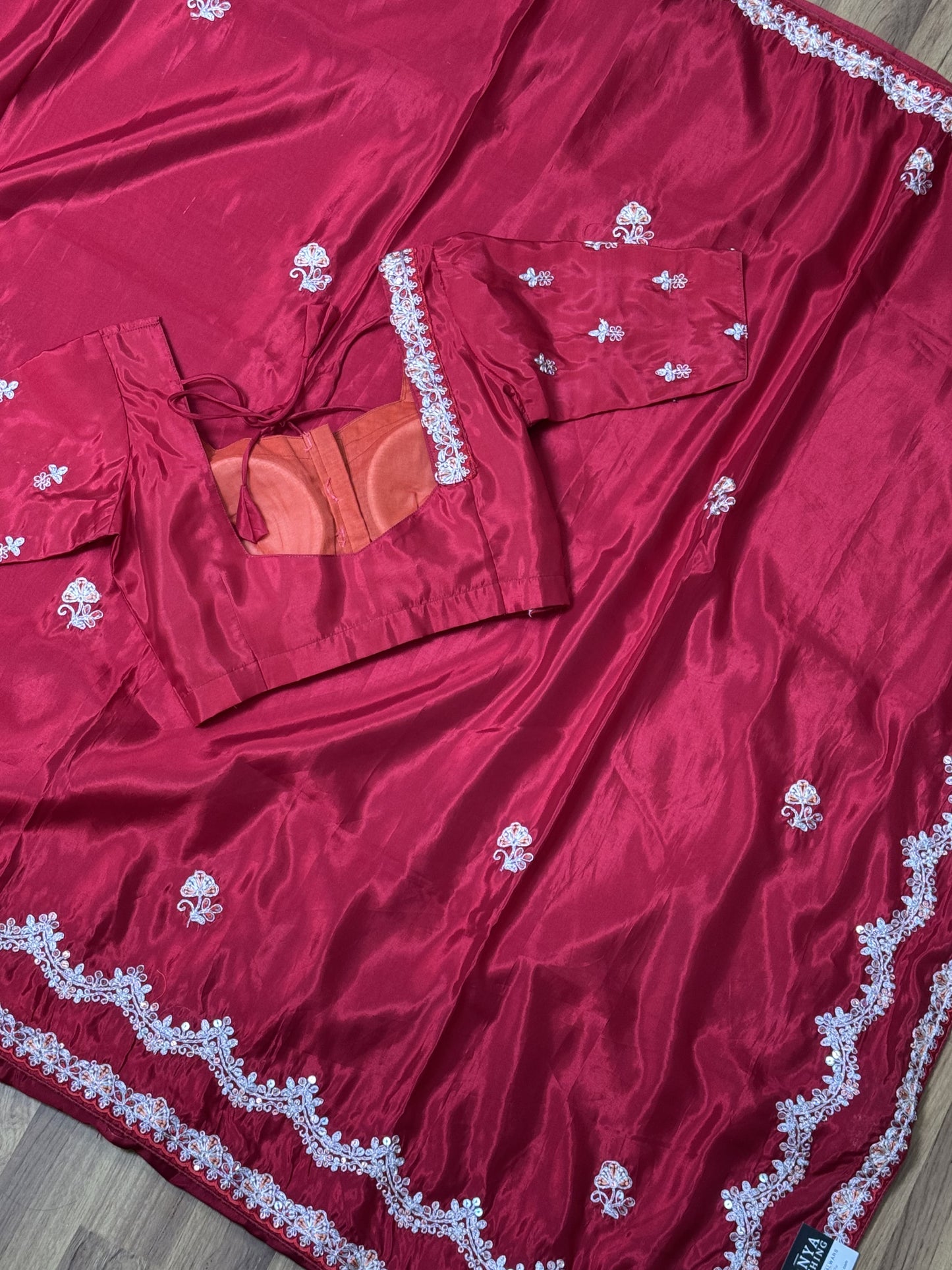 Pink Designer Saree with Stitched Blouse