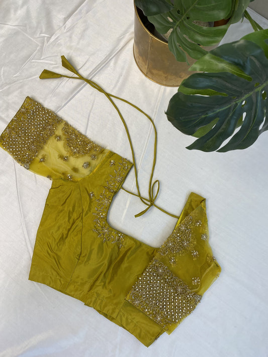 Yellow Ready to Wear Hand Work Blouse