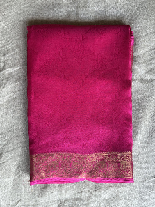 Pink Moss Georgette Saree