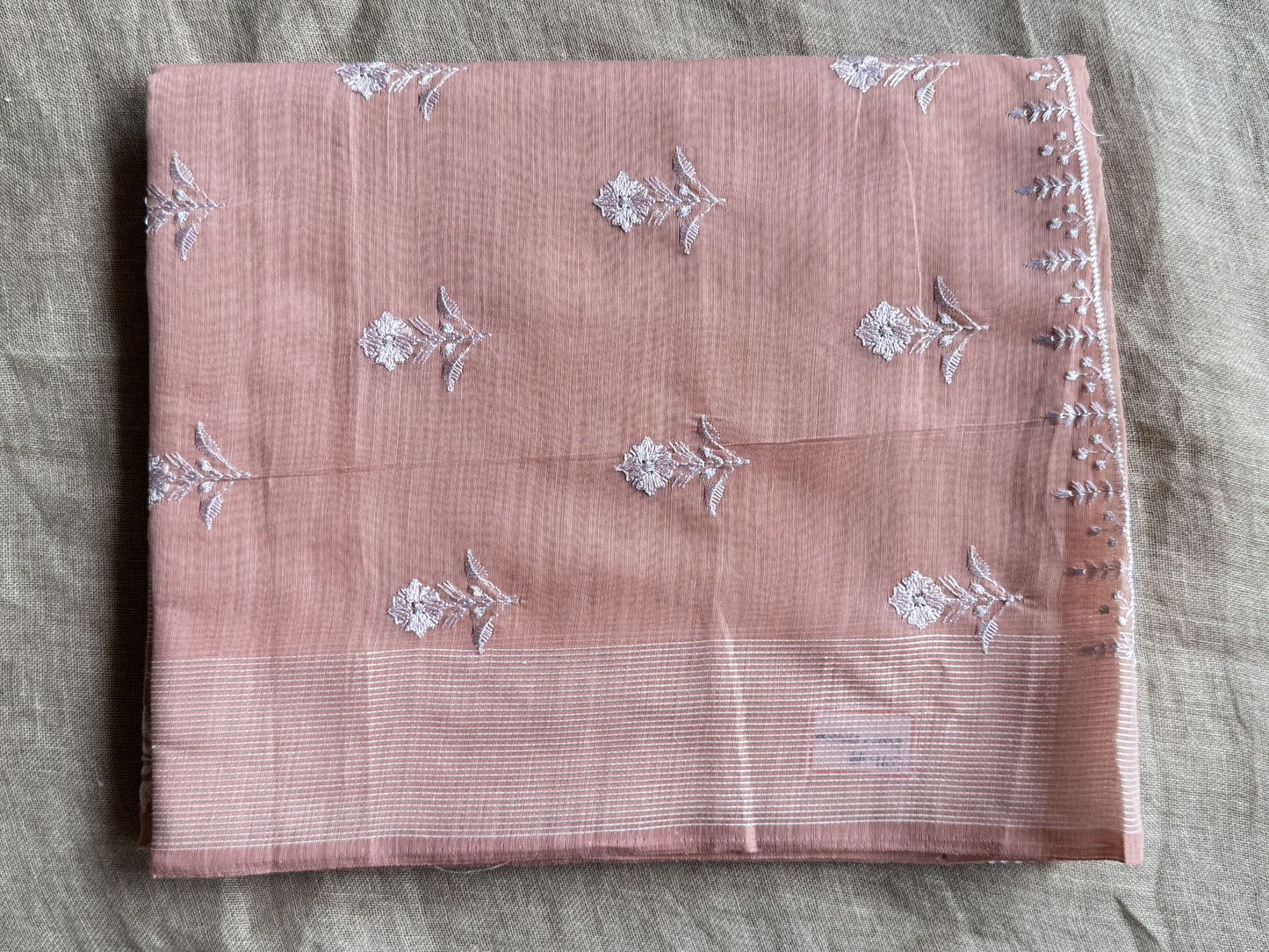 Pista Green Linen Cotton Saree