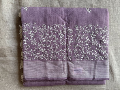 Pista Green Linen Cotton Saree