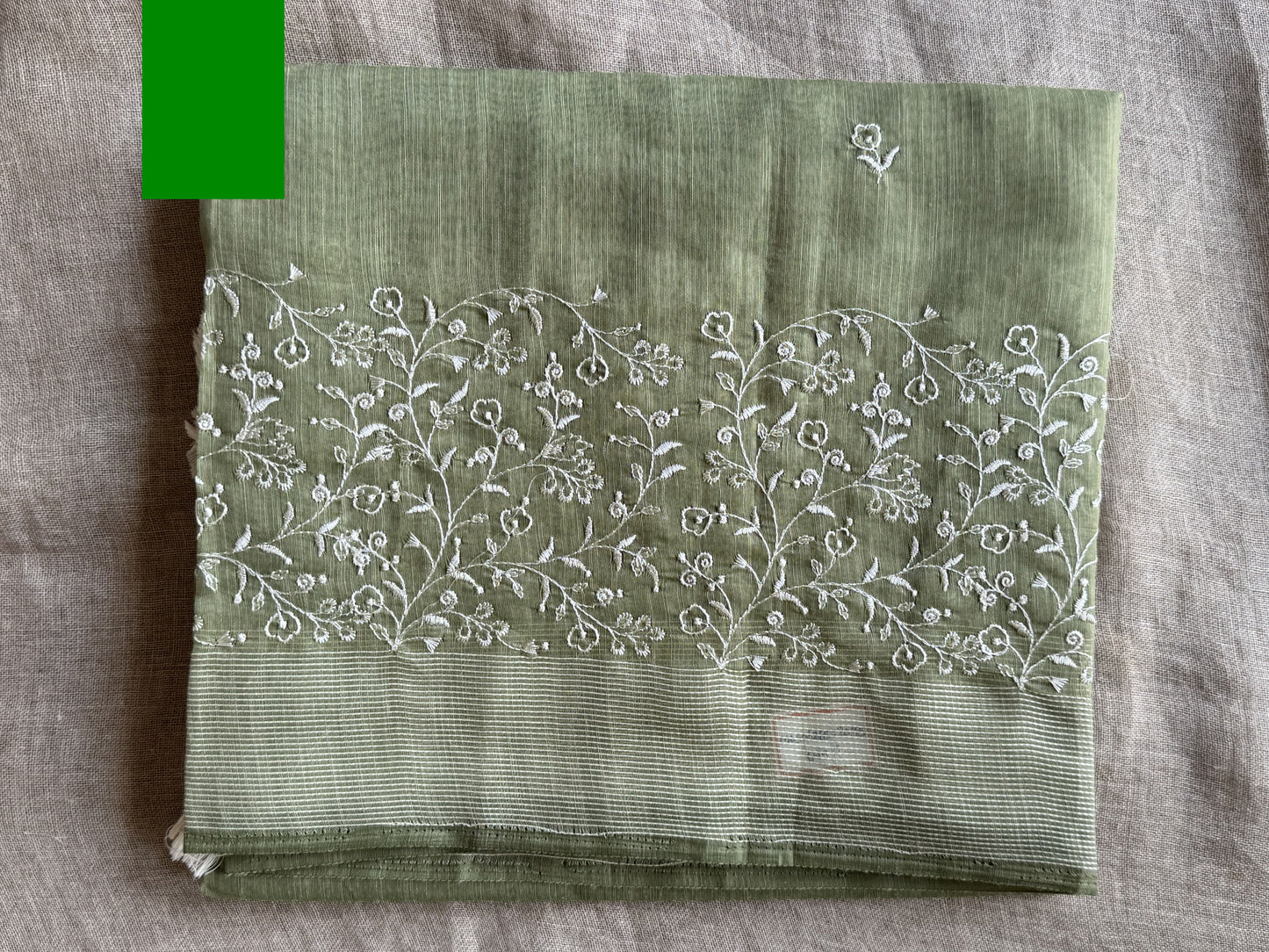 Pista Green Linen Cotton Saree