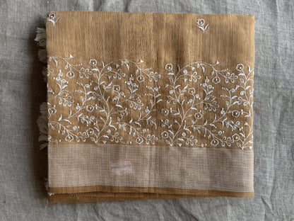 Pista Green Linen Cotton Saree