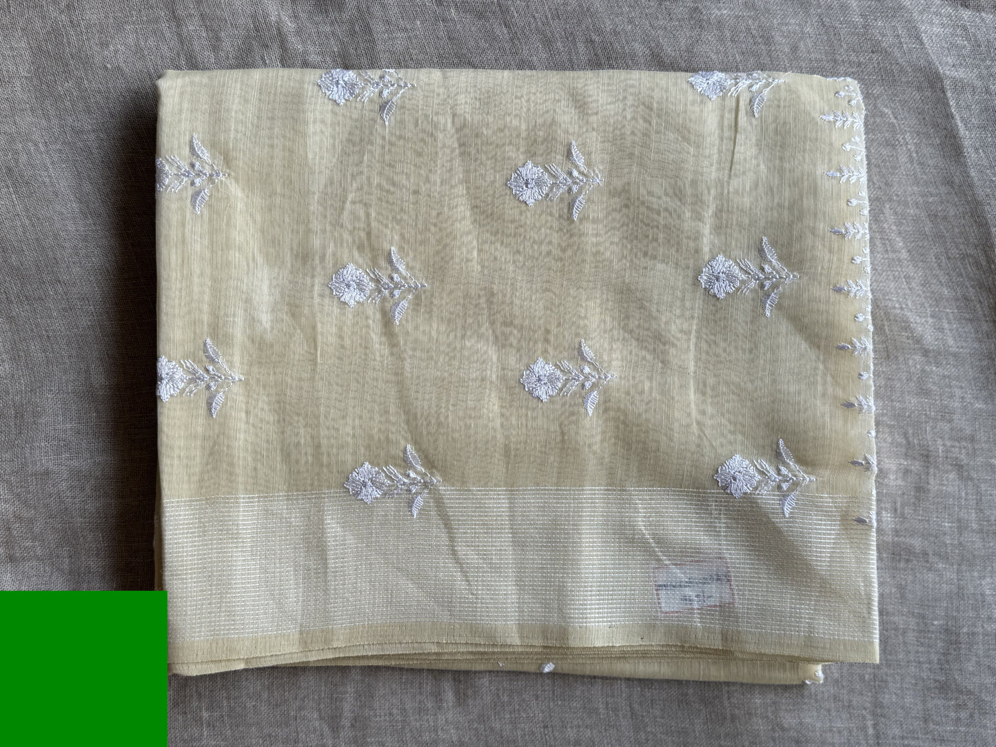 Pista Green Linen Cotton Saree