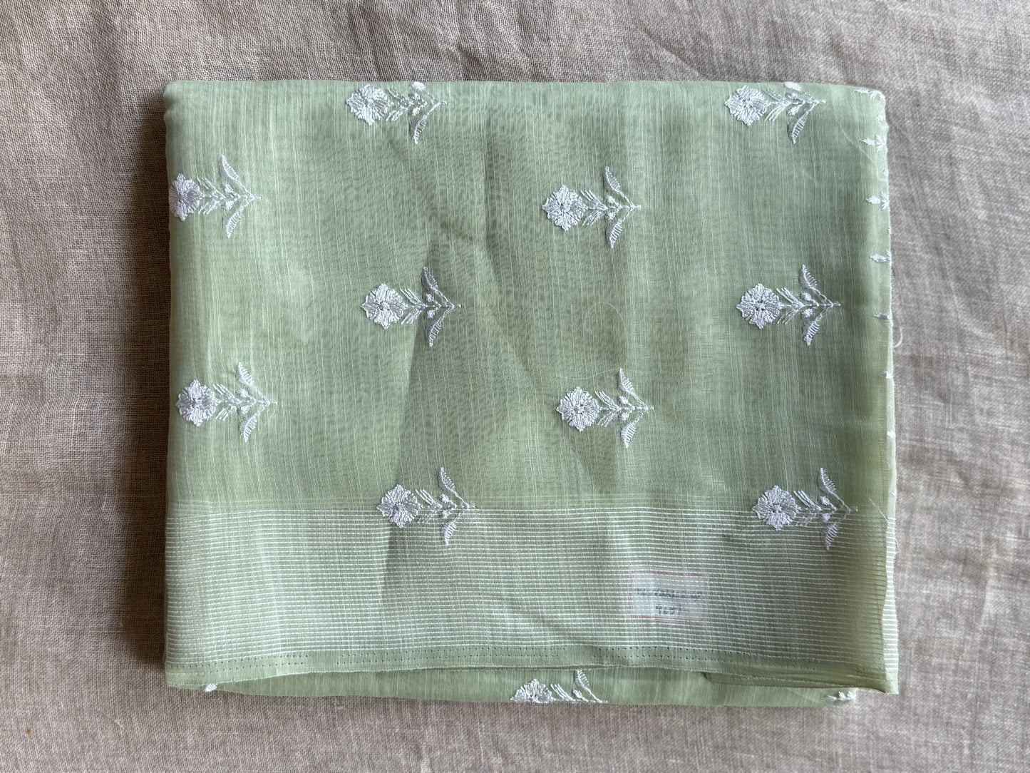 Pista Green Linen Cotton Saree