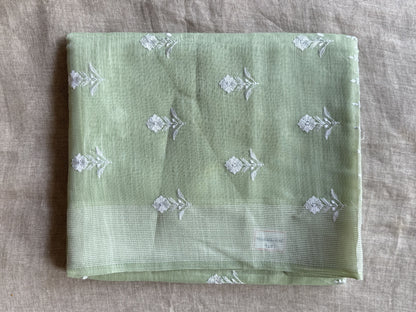 Pista Green Linen Cotton Saree