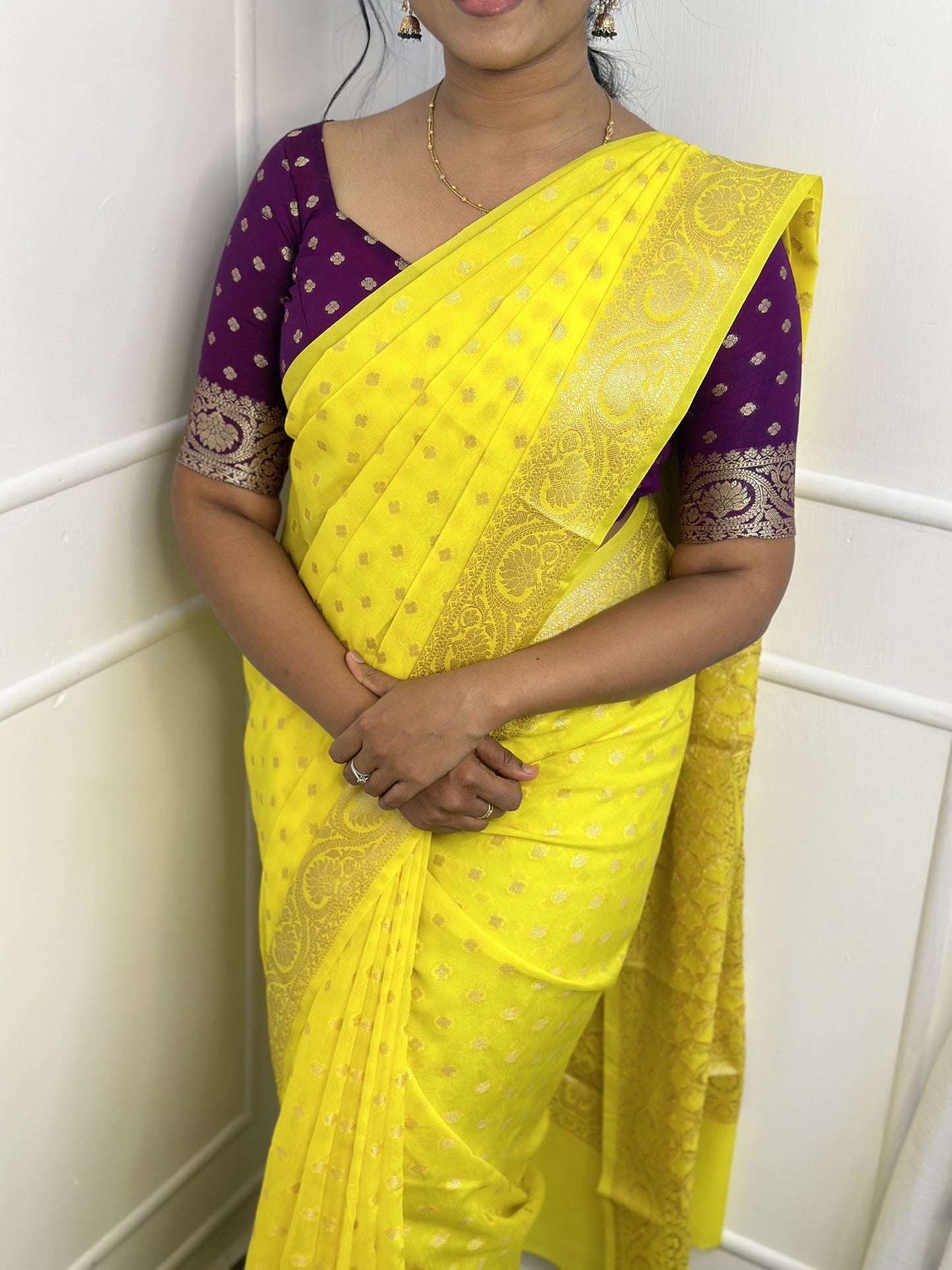 Lime Yellow Georgette Saree