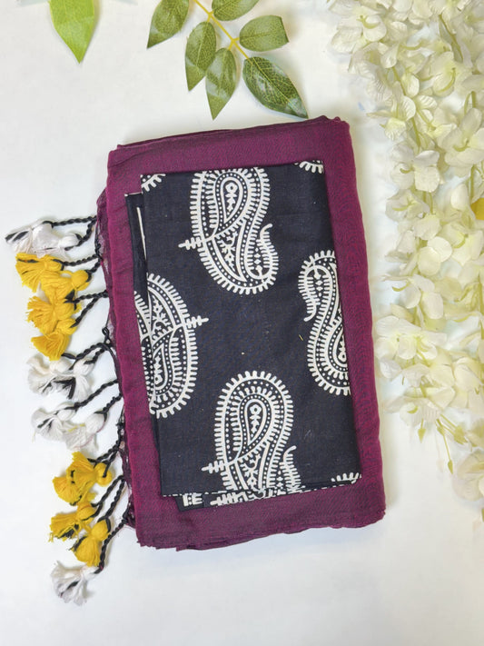 Purple Khadi Cotton Saree