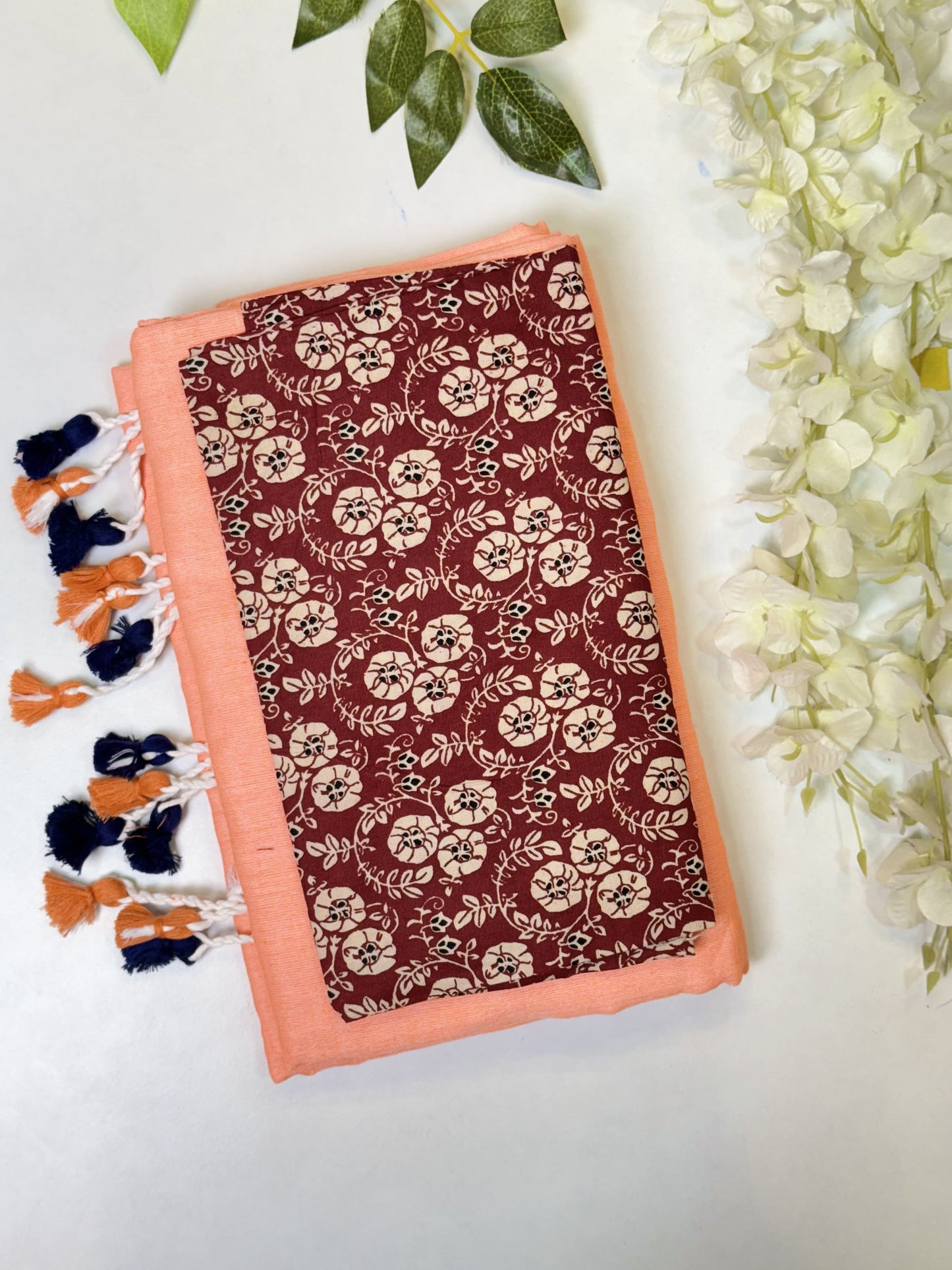Peach Khadi Cotton Saree