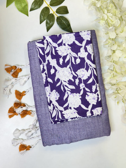 Lavendar Khadi Cotton Saree