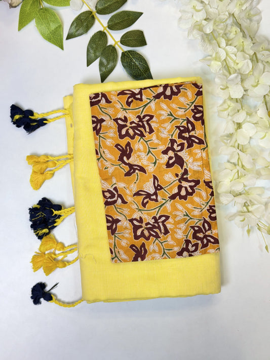Yellow Khadi Cotton Saree