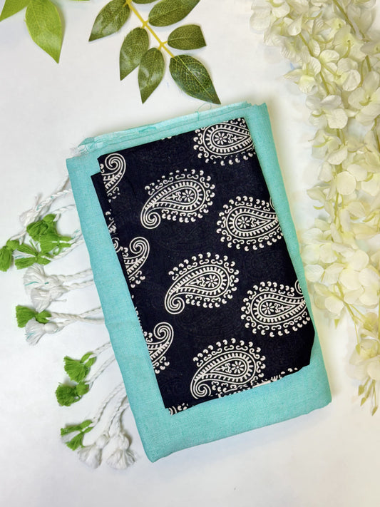 Blue Khadi Cotton Saree