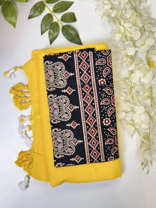 Yellow Khadi Cotton Saree