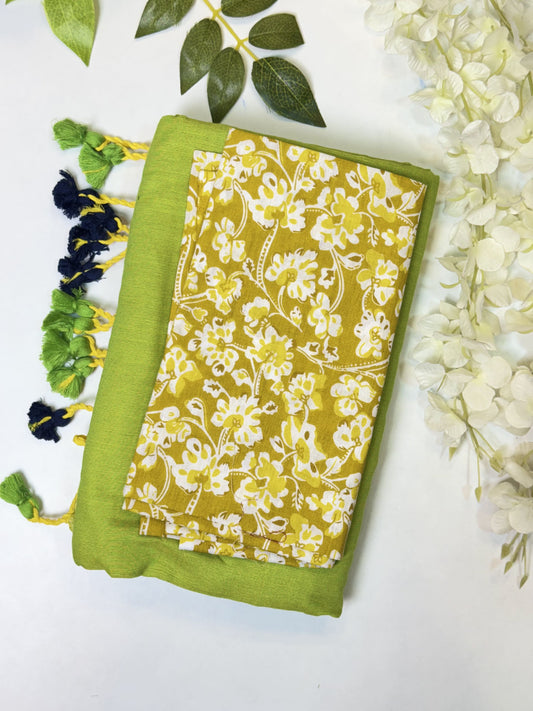 Light Green Khadi Cotton Saree