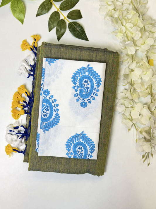 Green Khadi Cotton Saree