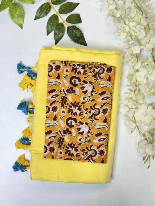 Yellow Khadi Cotton Saree