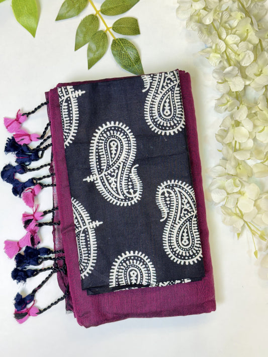 Purple Khadi Cotton Saree