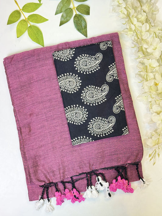 Magenta Khadi Cotton Saree