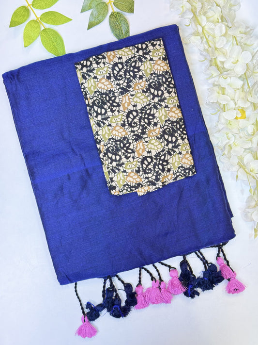 Blue Khadi Cotton Saree