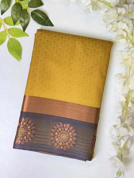 Mustard Yellow Semi Silk Saree