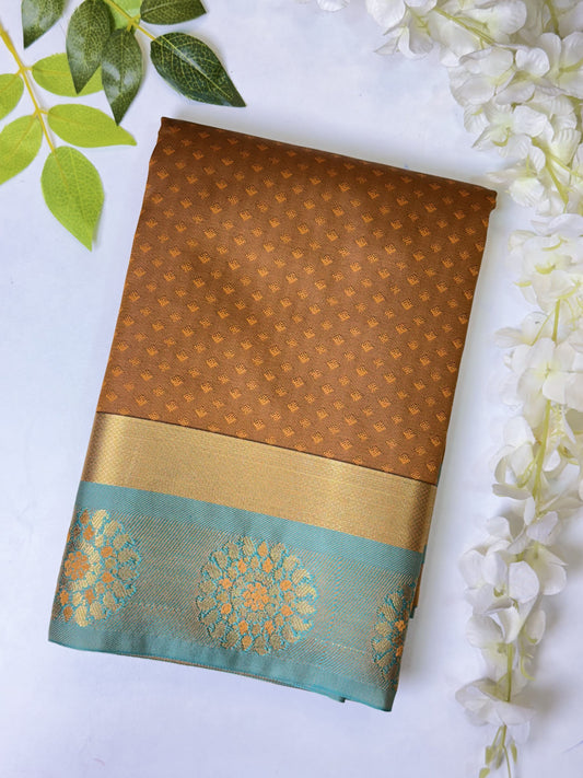 Tan Brown Semi Silk Saree