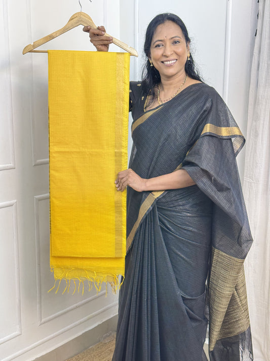 Yellow Kota Cotton Sarees