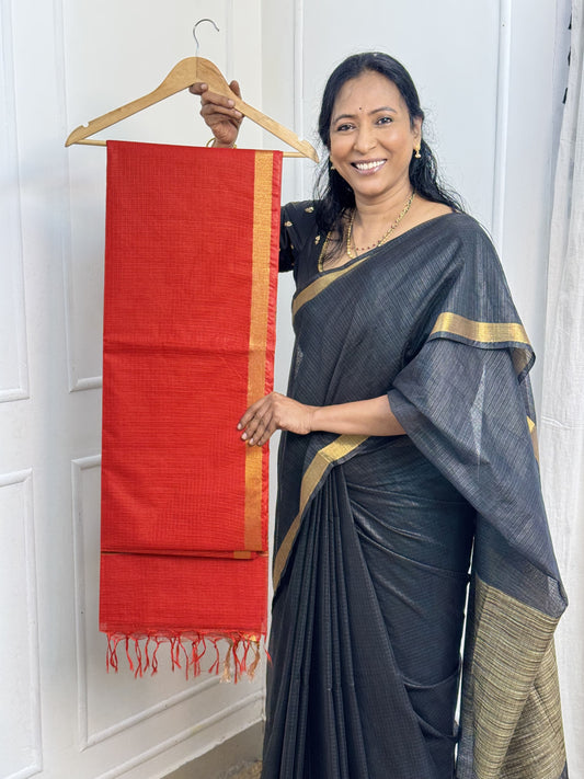 Red Kota Cotton Sarees