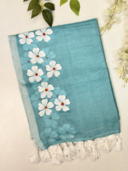 Sea Foam Mulcotton Saree