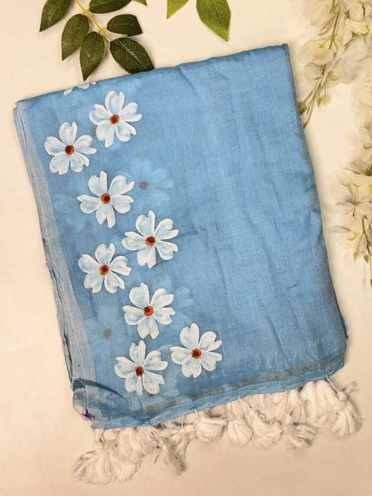 Sky Blue Mulcotton Saree