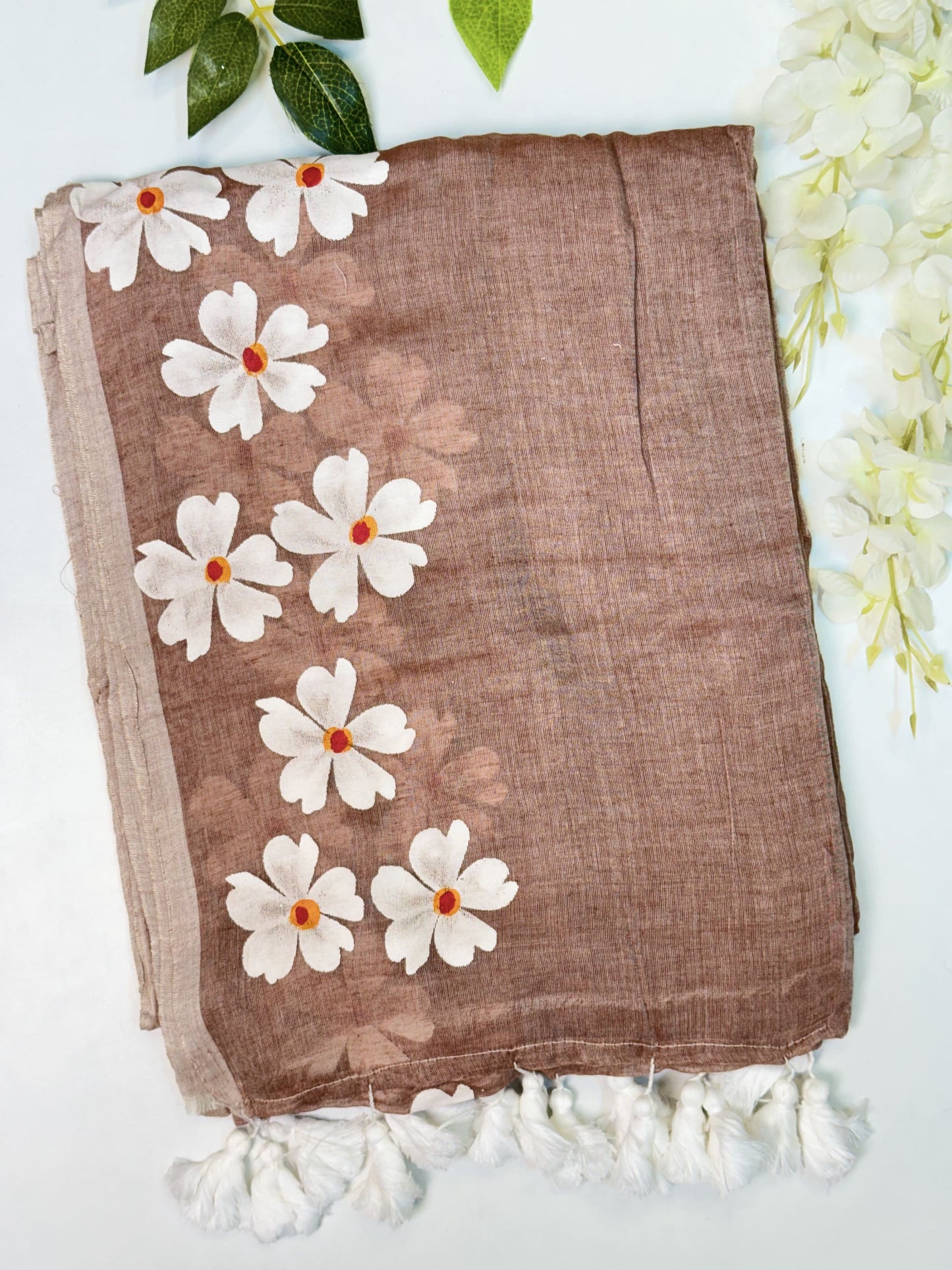 Brown Mulcotton Saree
