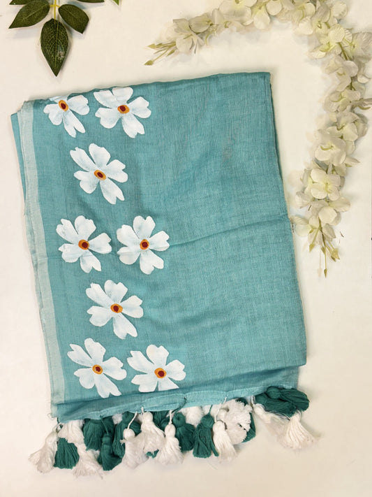 Light SeaGreen Mulcotton Saree