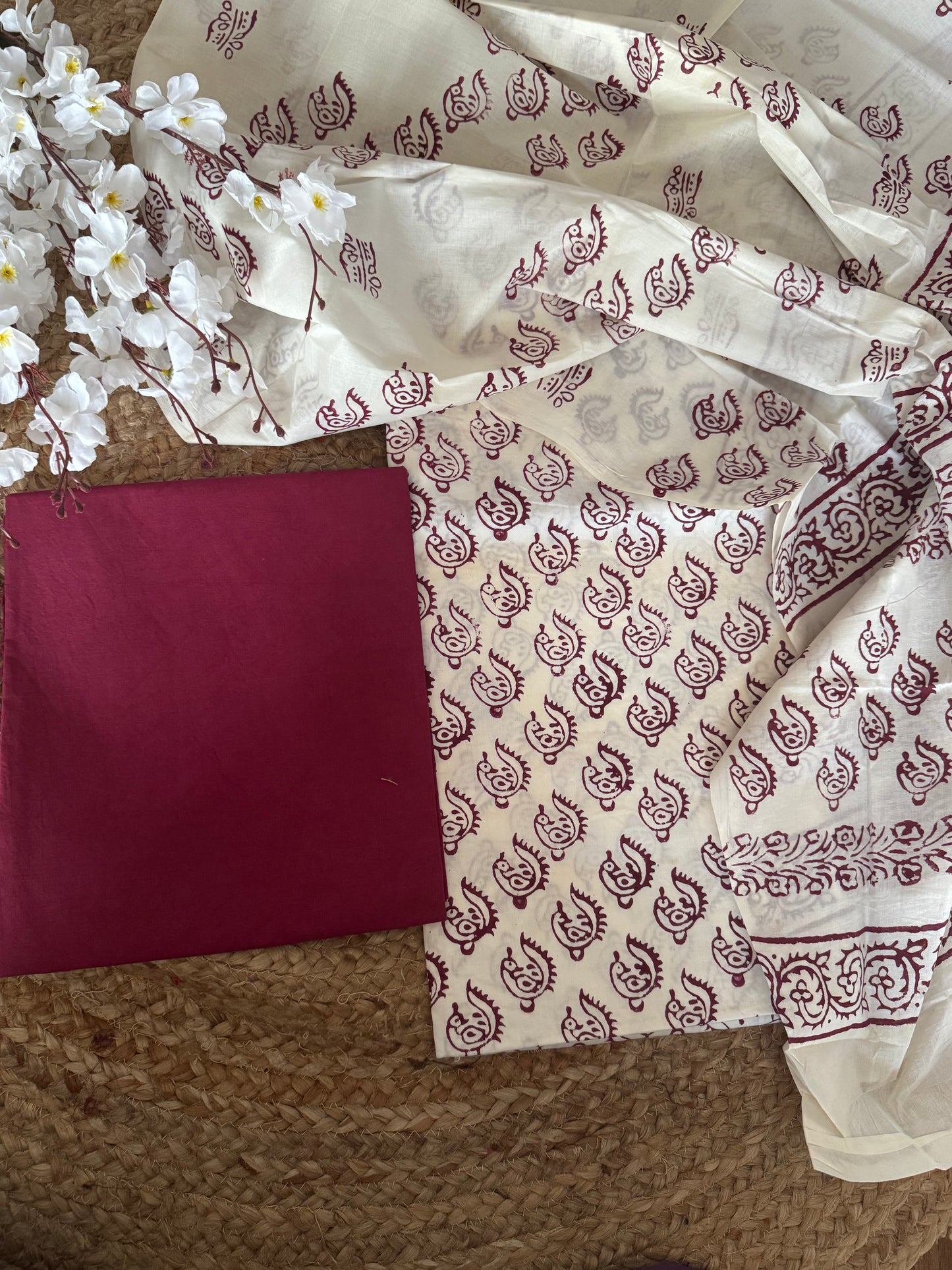 White Unstitched Salwar Suit