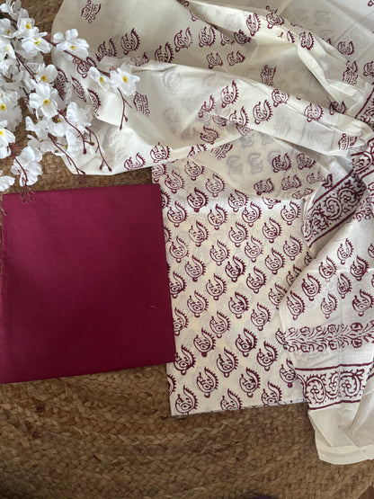 White Unstitched Salwar Suit