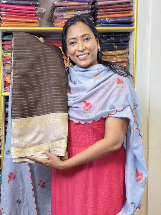 Coffee-Brown Mysore Silk Saree