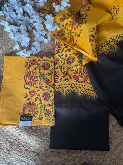 Yellow Unstitched Salwar Suit