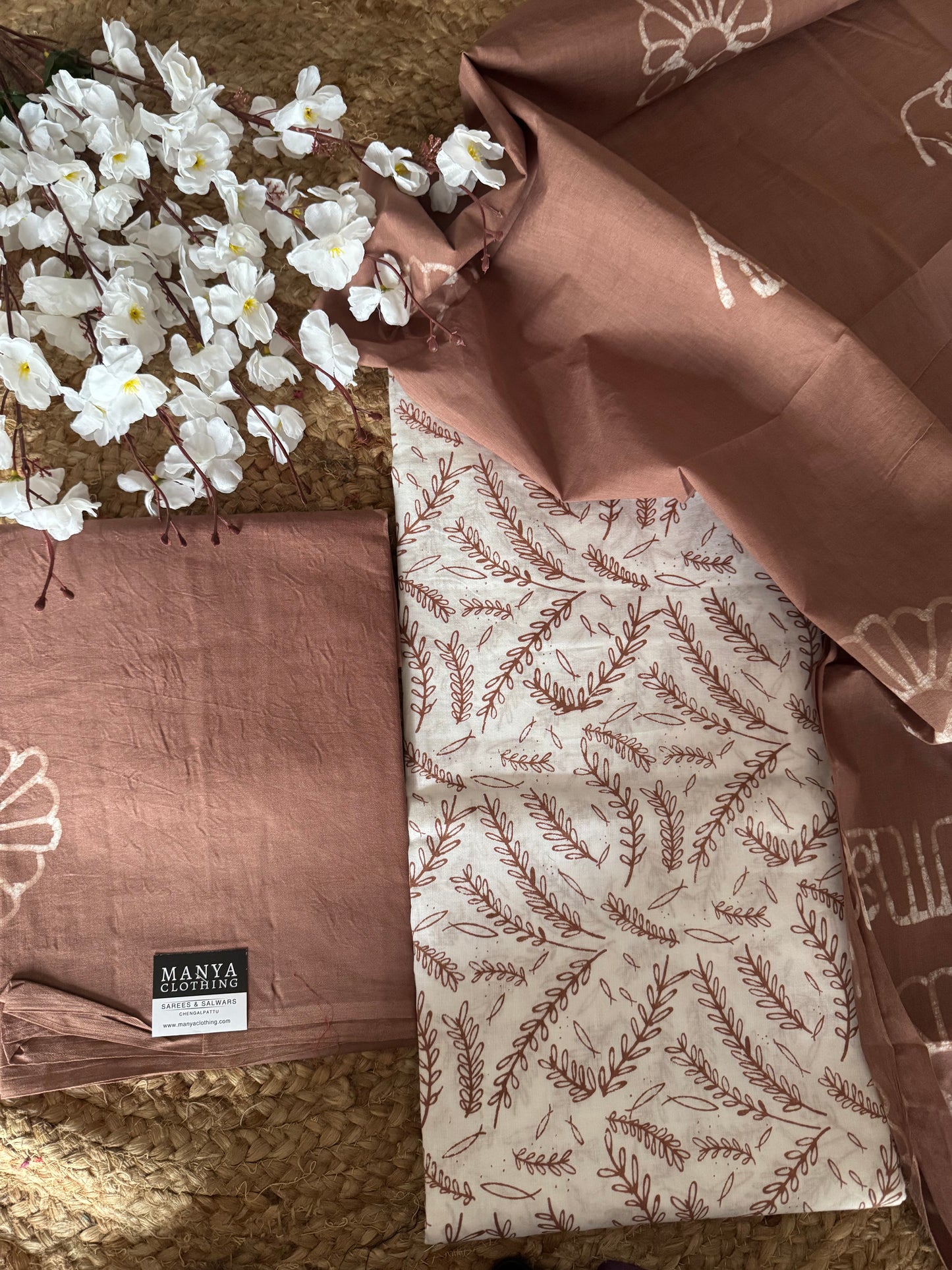 Brown Unstitched Salwar Suit