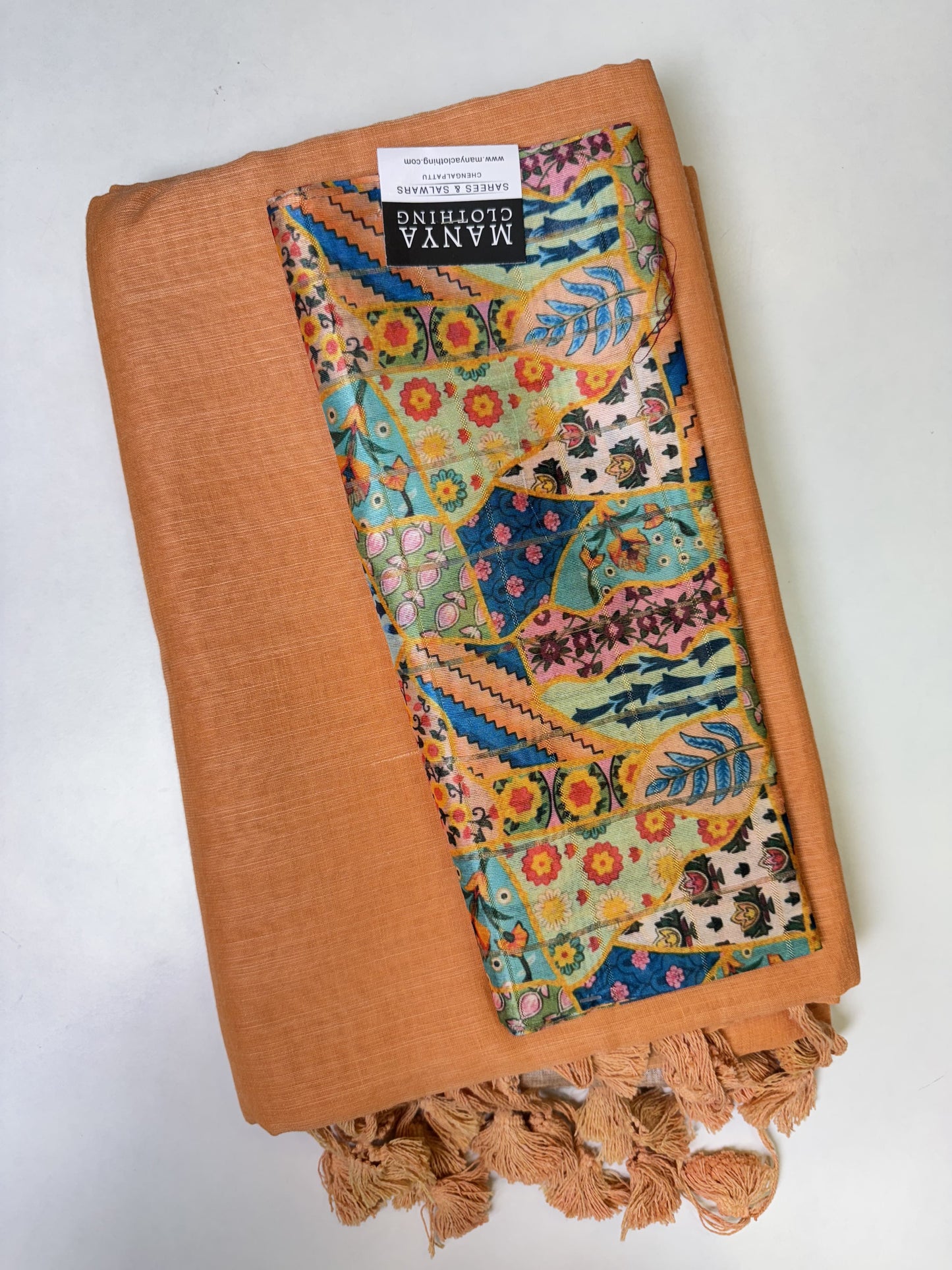 Apricot Cotton Saree