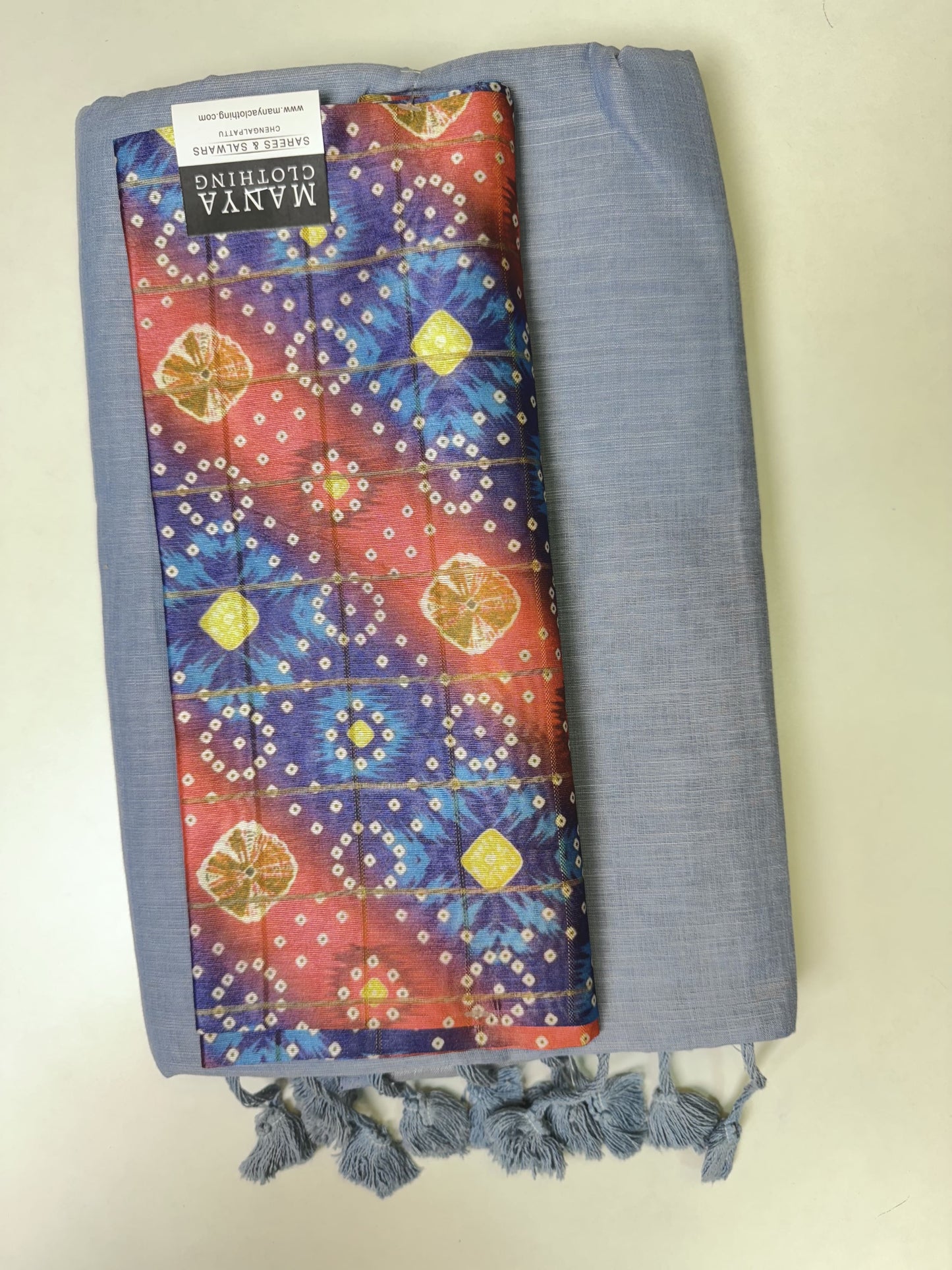 Pale Blue Cotton Saree