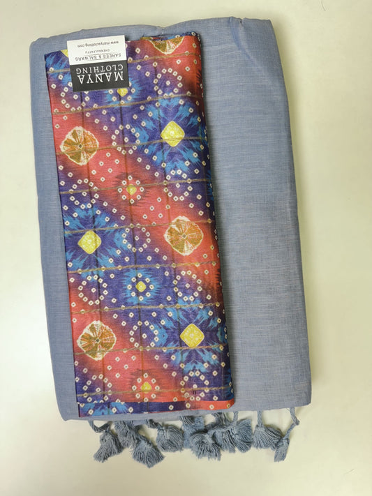 Pale Blue Cotton Saree