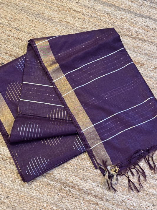 Purple Blended Cotton Saree